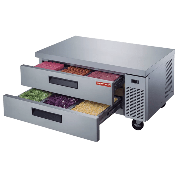 New Air Refrigeration, a Canadian commercial refrigerators and restaurant equipment, product image of stainless steel refrigerated chef base