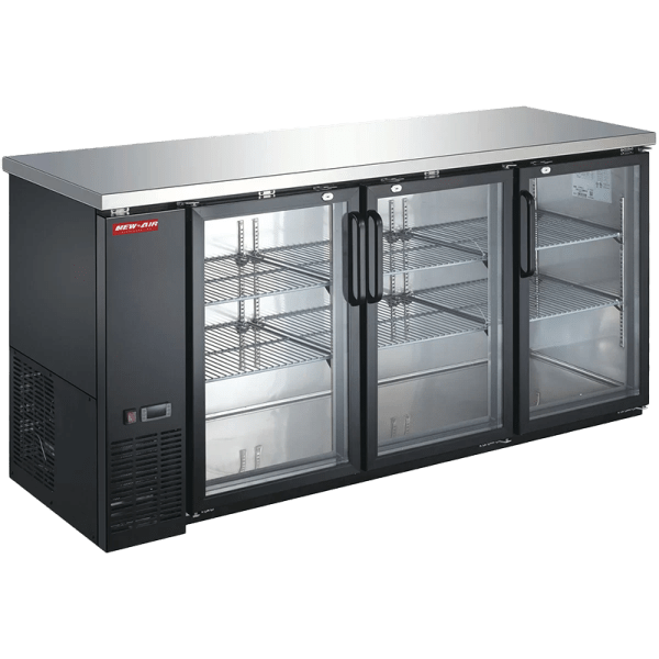 Product image of a refrigerated back bar. The refrigerated back bar a New Air Refrigeration equipment, a Canadian commercial refrigeration, freezer, refrigerated display, heated display and restaurant equipment company
