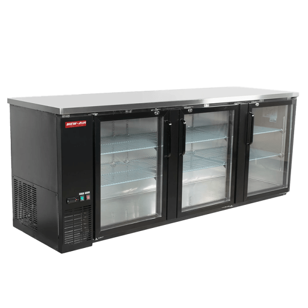 Product image of a refrigerated back bar. The refrigerated back bar a New Air Refrigeration equipment, a Canadian commercial refrigeration, freezer, refrigerated display, heated display and restaurant equipment company