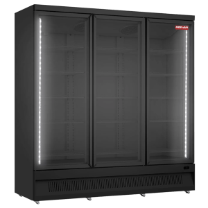 Product image of a refrigerated glass door merchandiser without canopy commercial refrigerator. The glass door merchandiser without canopy is a New Air Refrigeration equipment, a Canadian commercial refrigeration, freezer, refrigerated display, heated display and restaurant equipment company