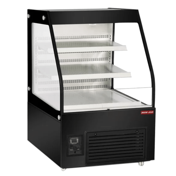 Product image of a refrigerated display case. The refrigerated display case is a New Air Refrigeration equipment, a Canadian commercial refrigeration, freezer, refrigerated display, heated display and restaurant equipment company