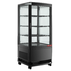 Product image of a vertical countertop display case. The vertical countertop display case is a New Air Refrigeration equipment, a Canadian commercial refrigeration, freezer, refrigerated display, heated display and restaurant equipment company