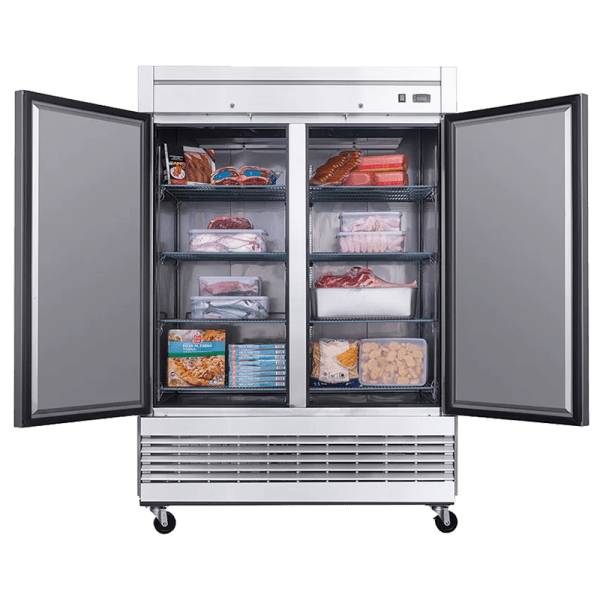 Image du produit d’un réfrigérateur commercial de New Air Réfrigération en acier inoxydable.